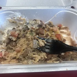 Sad Steak burrito bowl :(
