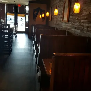 empty tables and booths