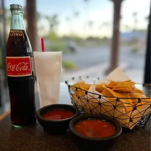 Mexican Coke paired with chips and salsa