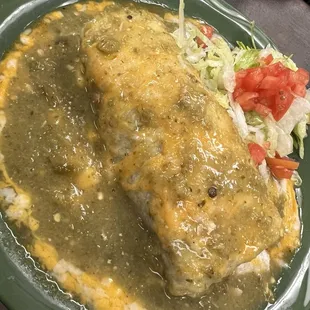 Green chili burrito green style