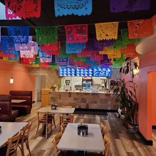 the interior of a mexican restaurant