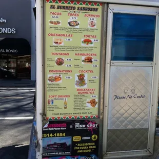 Menu--tax included!!