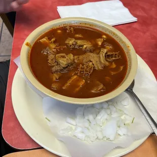 This is the large bowl of menudo ( it&apos;s actually a very small bowl compared to all the other restaurants).