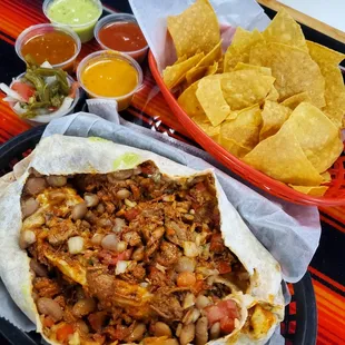 Outrageously plump and delicious Chile Colorado Regular Burrito!