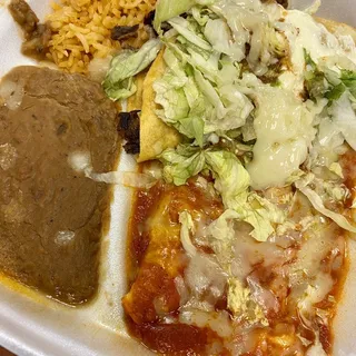 2. One Enchilada and 1 Hard Shell Taco Combo Plate