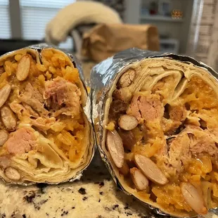 Undercooked chicken burrito
