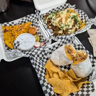 Classic Burro Loco,  Quesabirria,  Loco Fries Rancheras