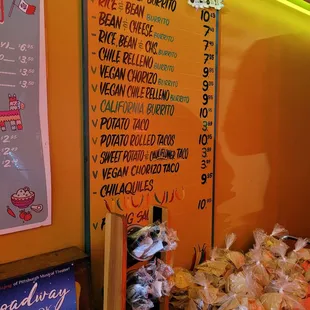 A full vegetarian and vegan menu. Very well done says my daughter.