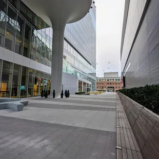 Outside Coda, the building where El Burro Pollo is located inside on the ground floor. Park on the street or in the garage.