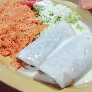 Spinach Enchiladas with Rice