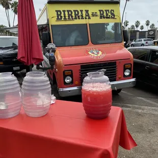a red table with a red table cloth and a red