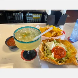 a mexican dish and a drink