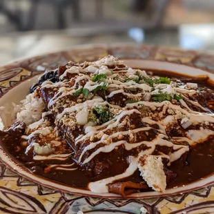 Mole enchiladas with pork