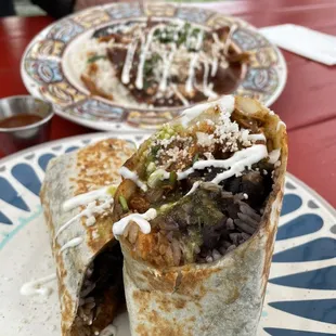 Burrito and Mole Enchiladas