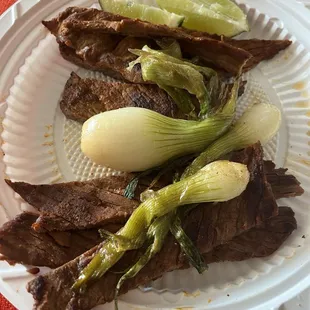 side of steak...absolute beef jerky. god knows when this was cooked.