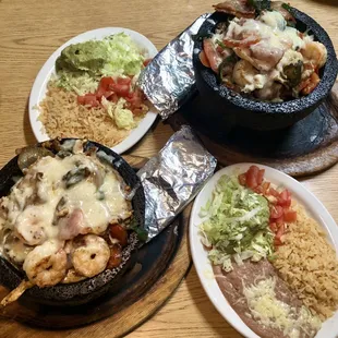 three plates of food