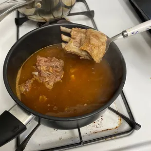 We took it out to heat it up to find out there was only two bones no meat in it