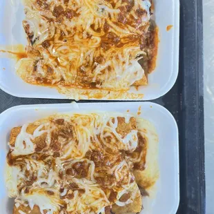two trays of enchilada