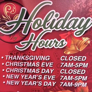 Holiday Hours