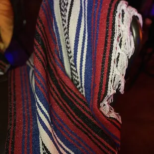 If you get cold they have Mexican blankets to keep you warm .