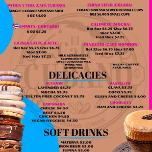 cupcakes, menu