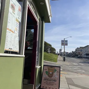 Store front. Sat outside and it was perfect weather