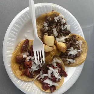 Bistec and Trompo tacos