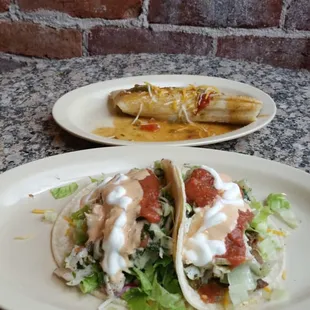 Beef tacos and mexican tamale