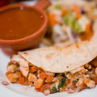 a plate of mexican food