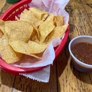 a basket of tortillas and a bowl of salsa