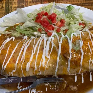 Smothered beef burrito