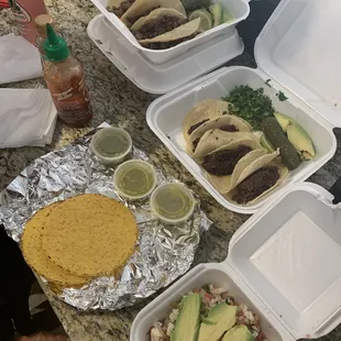 Asada, Barbacoa, and Tostada Camaron Loco