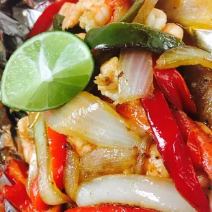 Shrimp fajitas.
