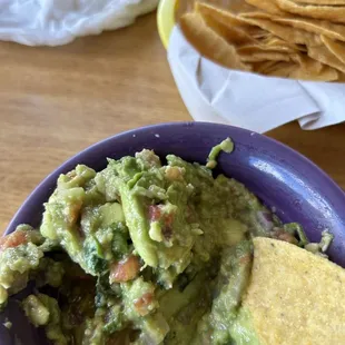 Fresh homemade guacamole! It was the best I have had in a long time. Ordered some to go!
