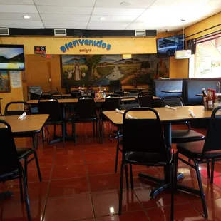 tables and chairs in a restaurant