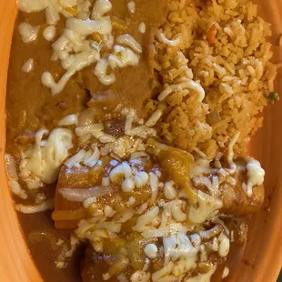 Combination Chicken enchilada &amp; Pork Tamale