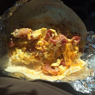 Bacon, egg, cheese burrito