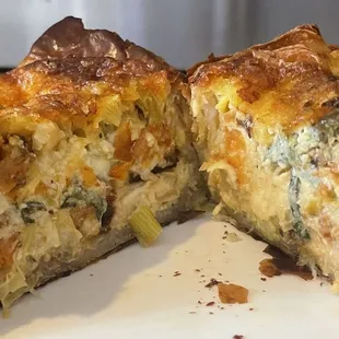 Side view of veggie quiche