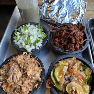 Brisket and carnita tacos