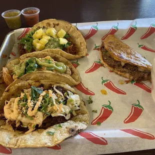 Tacos (Wet, Al Pastor, Shrimp &amp; Bacon, Korean BBQ Pork)