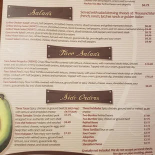 Huge menu with lots of variety for everyone