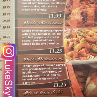 Huge menu with lots of variety for everyone