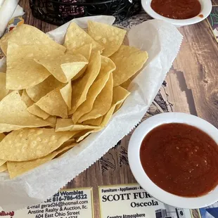 Complimentary chips and salsa