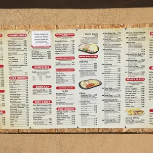 Menu, in 2022 revised prices almost exactly 50% higher with tax included