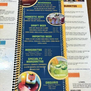 a menu for a mexican restaurant