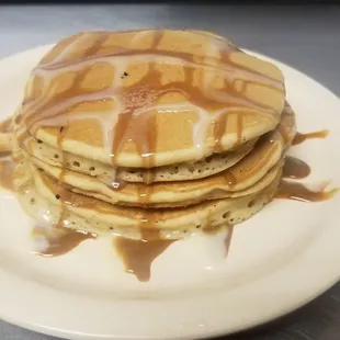 a stack of pancakes with syrup