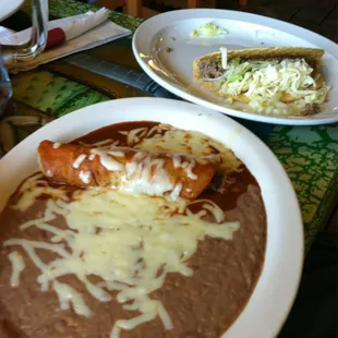 Chicken enchilada and taco