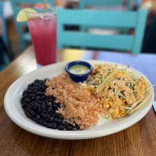 Prickly pear margarita and Fish Tacos