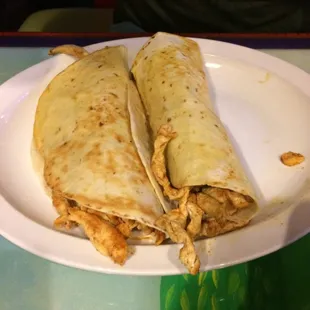 Chicken quesadillas with only cheese