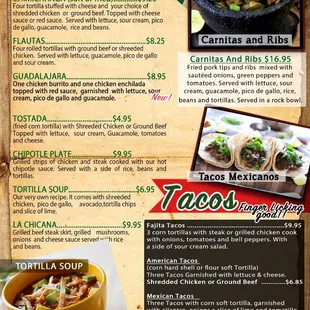 a menu for a mexican restaurant